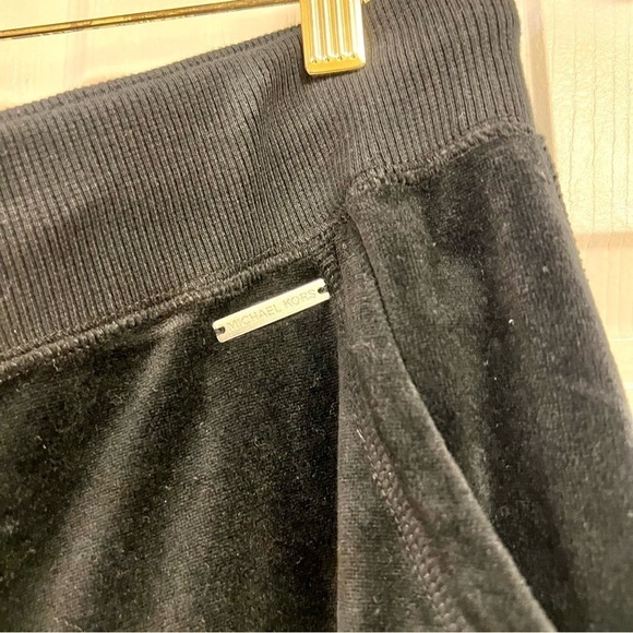 MICHAEL KORS Y2K Black Velvet Velour Lounge Pants Wide Leg L pockets pull on - Picture 5 of 10